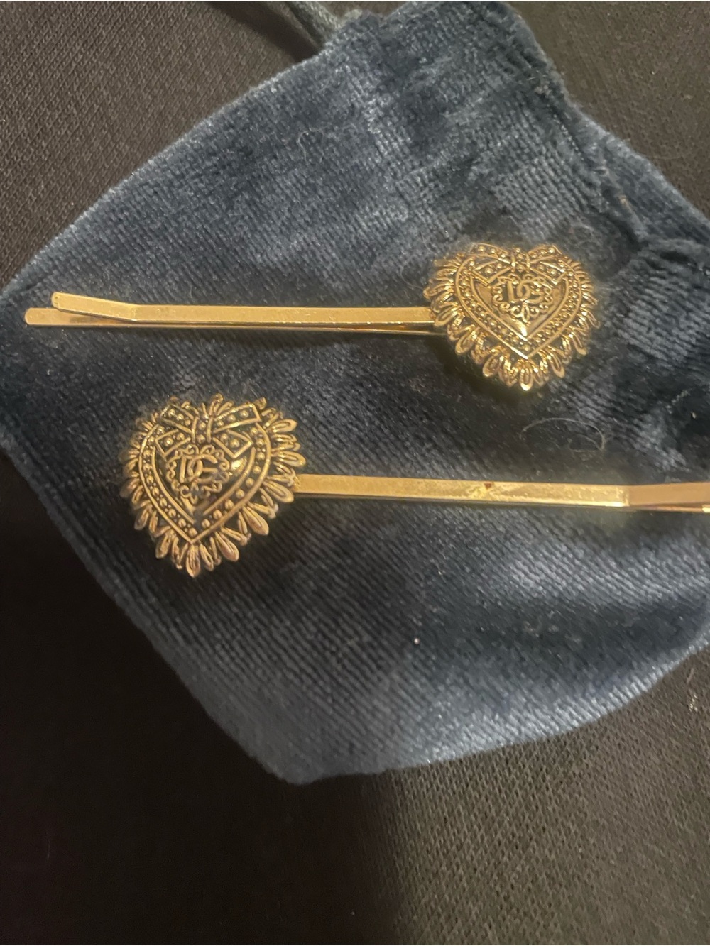 Dolce & Gabbana Gold Heart Decorative Bobby Pins - Women Accessories
